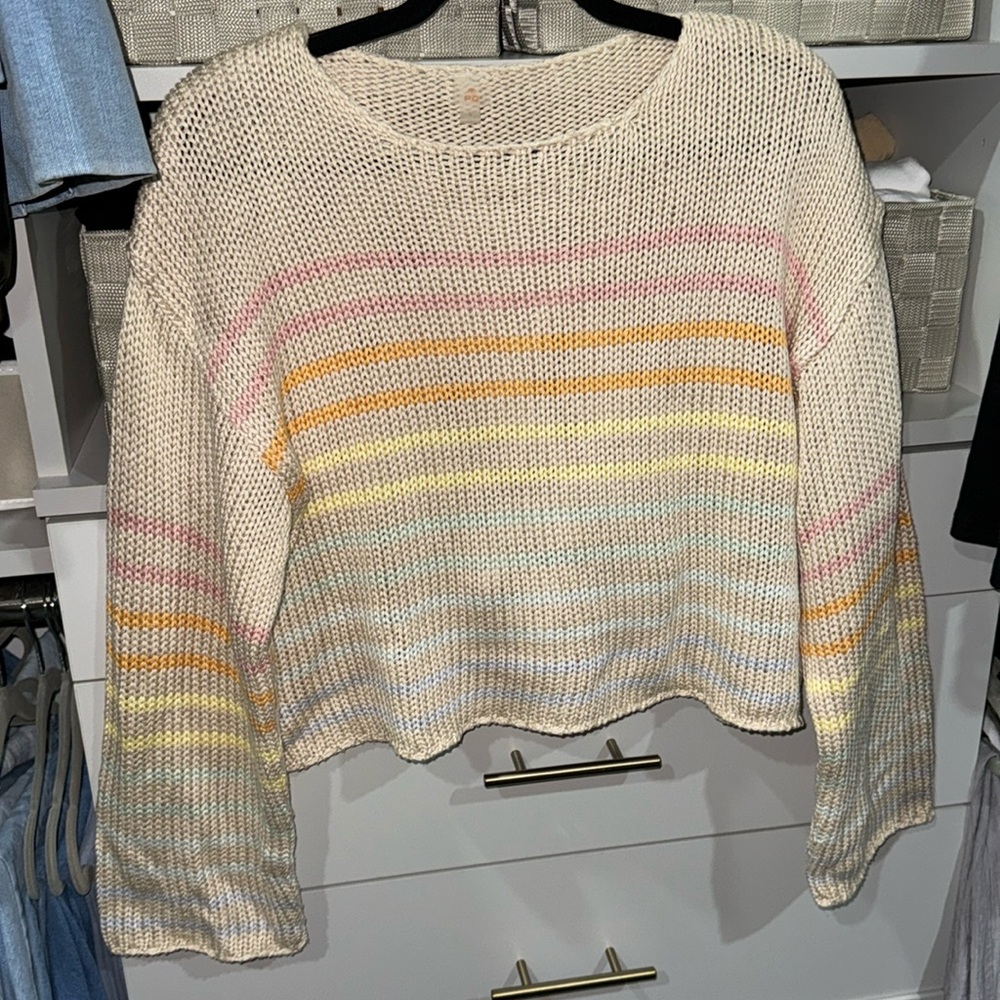 Knit cropped rainbow sweater